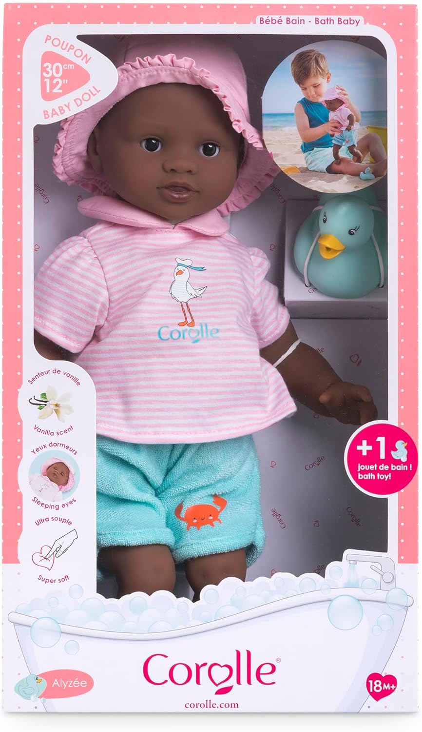 Corolle - My First Doll, Baby Bath Alyzée, with Duck Bath Toy, 30 cm, from 18 Months, 9000100760