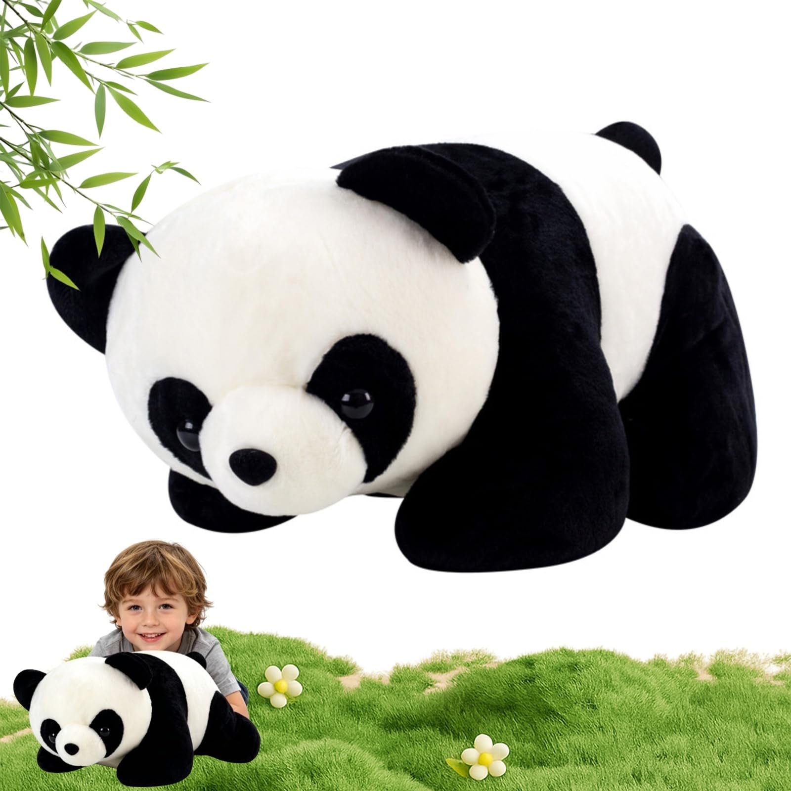 Panda-Plüschtier, realistischer schwarz-weißer Bär, Kuscheltier zum Entspannen und Wohlfühlen, weiche, Flauschige Panda-Puppe, Kinder, Sofa-Deko (60cm,Panda)