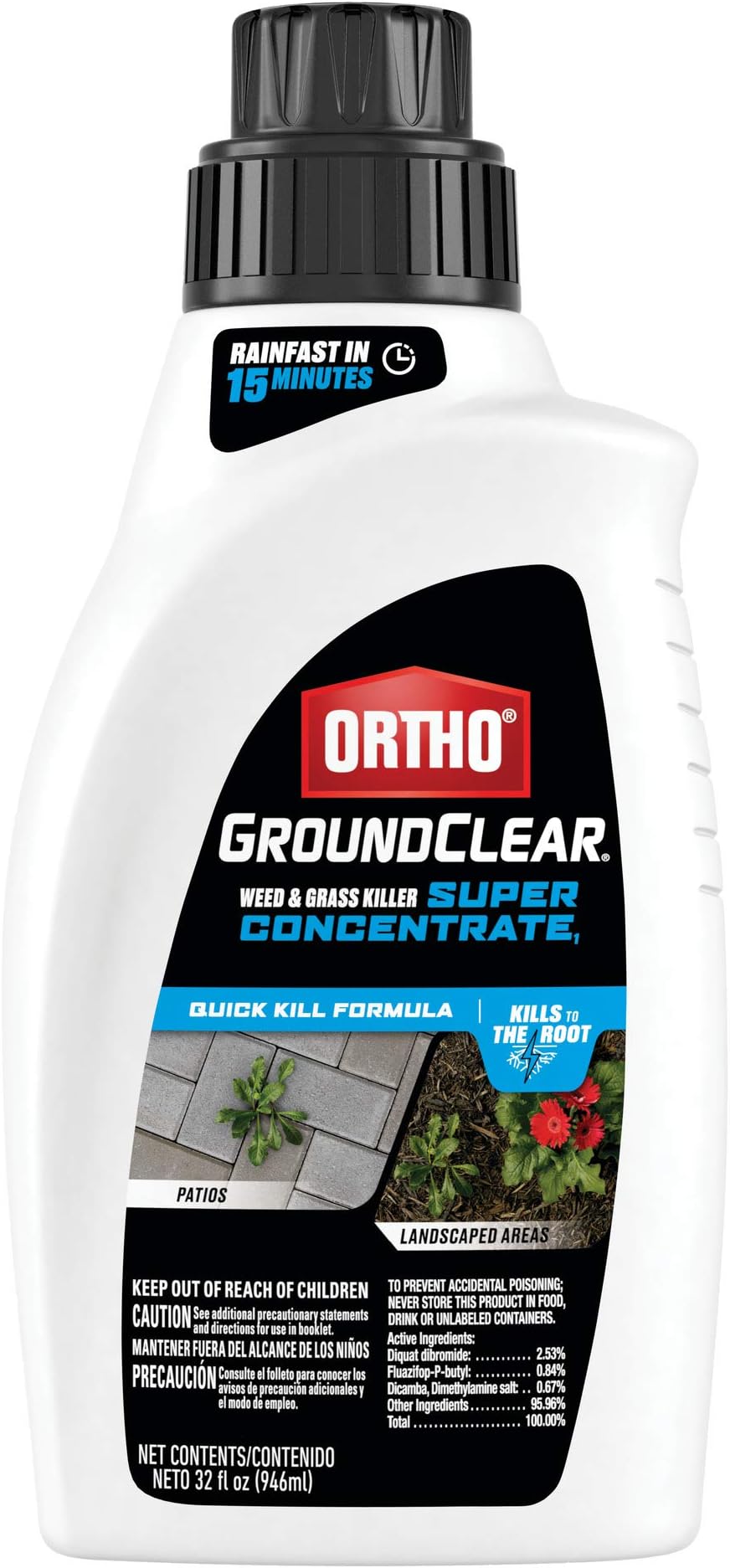 GroundClear Weed and Grass Killer Super Concentrate1 - Weed Killer Concentrate, Kills Crabgrass, Dandelion, Clover and More as Listed, 32 fl. oz.
