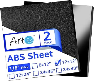 Art3d ABS Plastic Sheets 1/8 Inch Thick 12"x12", 2 Pack - Thermoform Two-Sided Rigid Art3d ABS Sheet (Textured Plastic Front & Smooth Back)