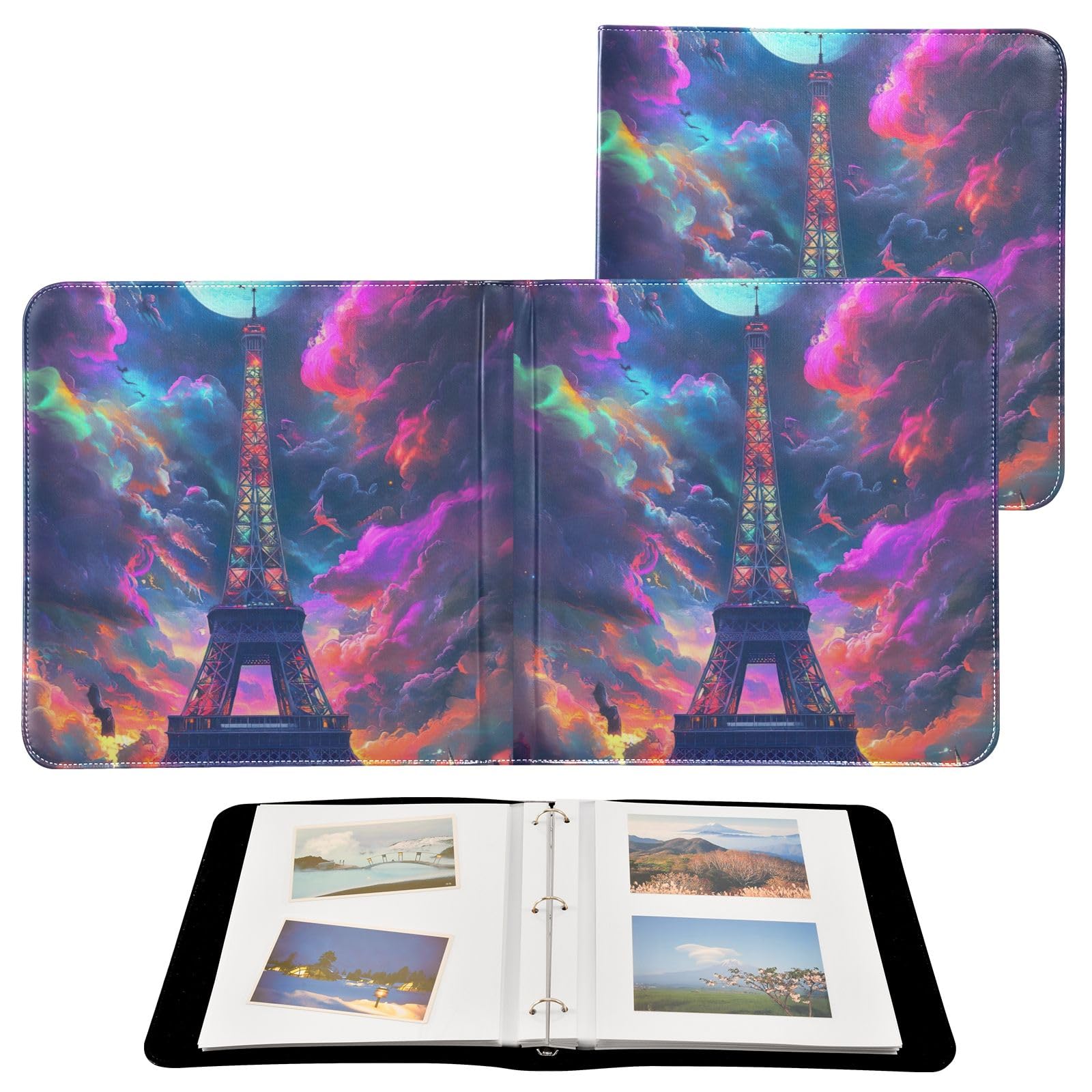 Album photo Halloween Tour Eiffel grand livre souvenir 20 pages en cuir PU pour clichés parisiens