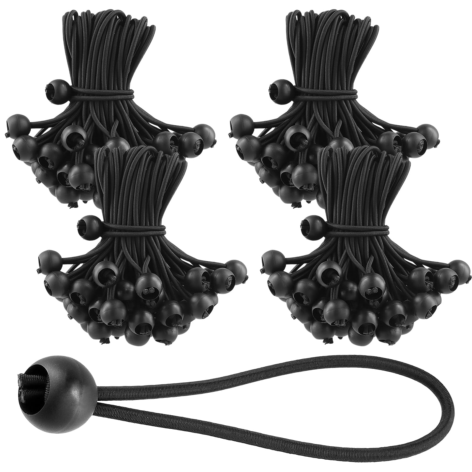 Tendeurs élastiques anti-rupture pour fixer bâche et tonnelle lot 100 sangles boules 15cm