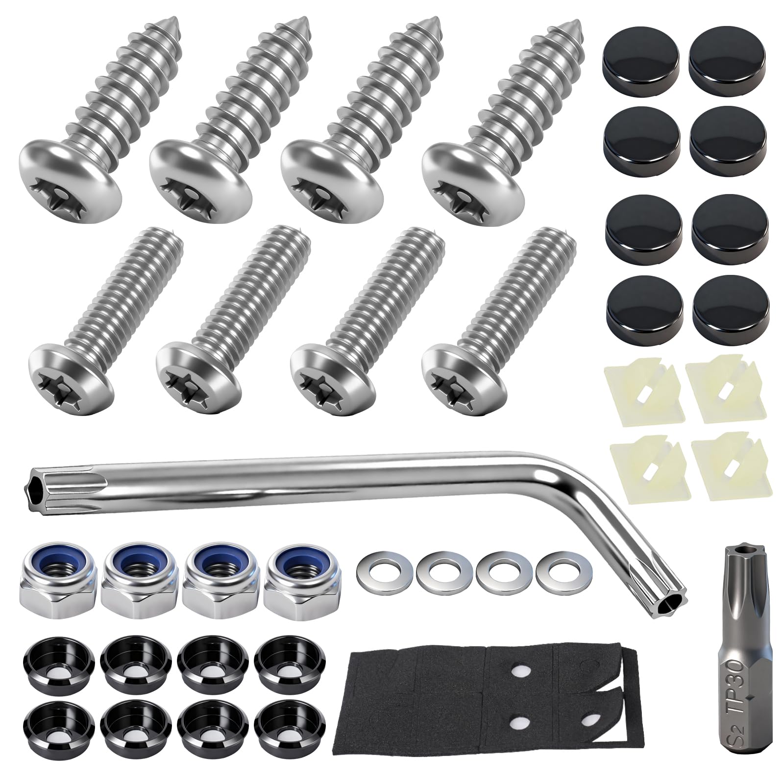 3rd-Gen Upgraded Anti Theft License Plate Screws Kit Rustproof Stainless Steel License Plate Bolts M6 1 4 Fasteners