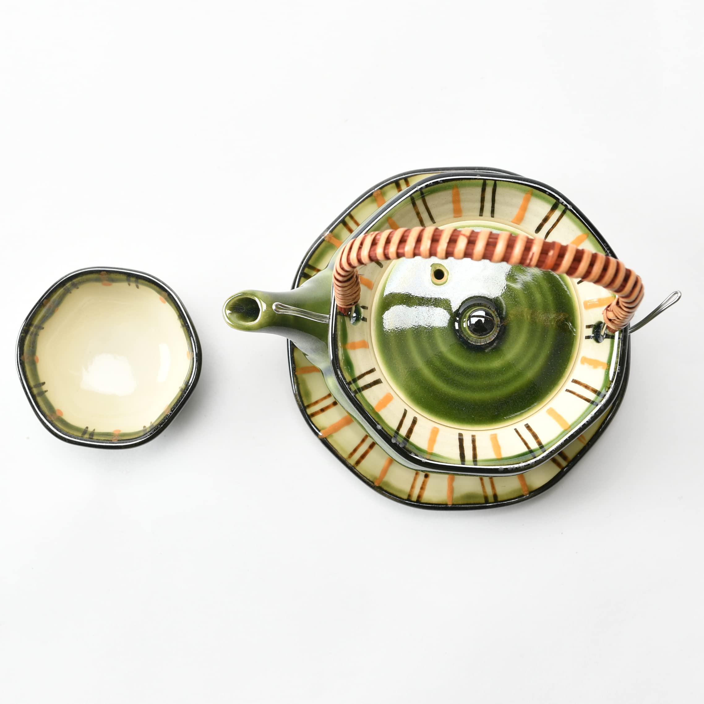 Amazon.co.jp: 織部十草 土瓶むし [ 13 x 7cm 250㏄ 490g ] 【 土瓶