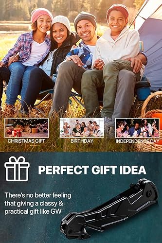 Miniatura 9 de Cuchillo táctico legal para hombres, hoja dentada Tanto de 2.8 pulgadas, pequeño cuchillo de bolsillo negro y cortador de cinturón de seguridad,