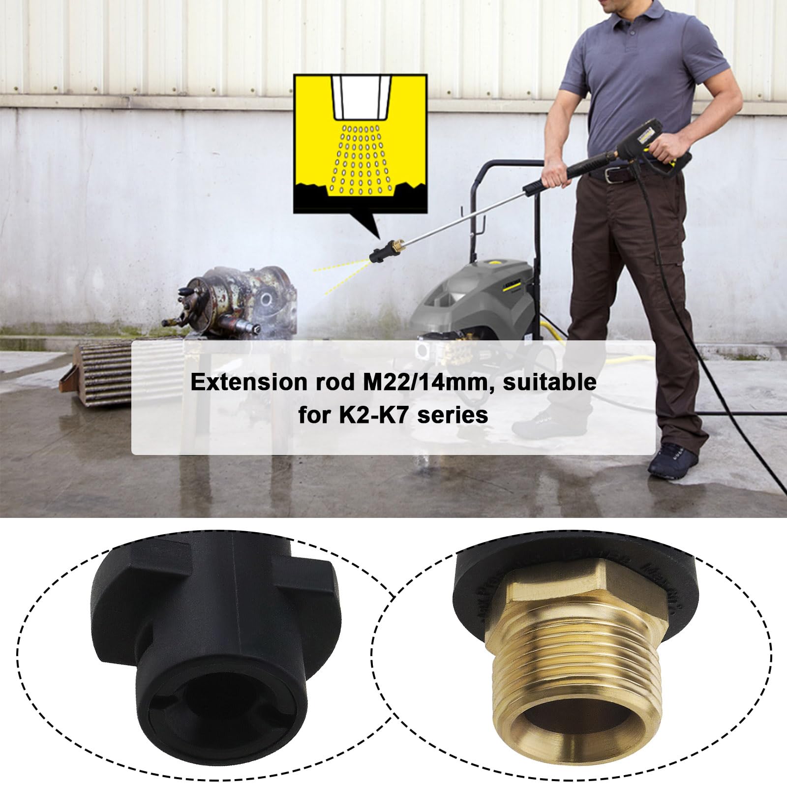 Tuyau Rechange 20m Pour Nettoyeur Haute Pression Karcher - Raccord M22 Et Clip Jaune - Compatible K2-K7