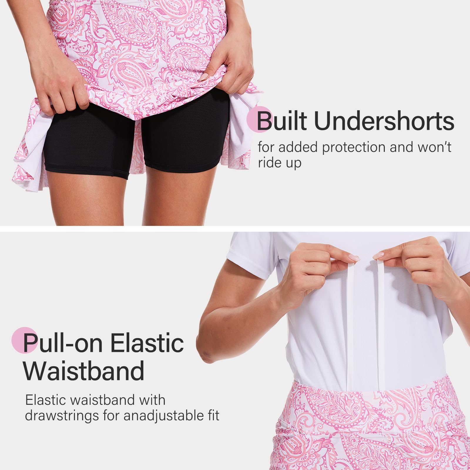 M MOTEEPI Faldas de golf de 19 pulgadas para mujer, longitud hasta la rodilla, dobladillo con volantes, falda atlética para entrenamiento, correr