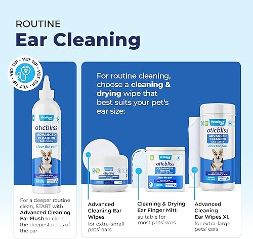 Miniatura 9 de Vetnique Oticbliss - Toallitas para orejas de gato y perro, tratamiento de infección de oído de perro o toallitas limpiadoras de oídos para orejas