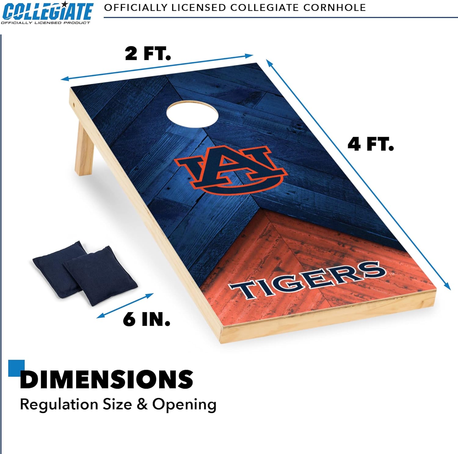 Wild Sports 2' x 4' Regulation Size College Set with Direct Print HD Team Graphics Great Gift for Any NCAA Fan! Bean Bag Toss Family Outdoor Game