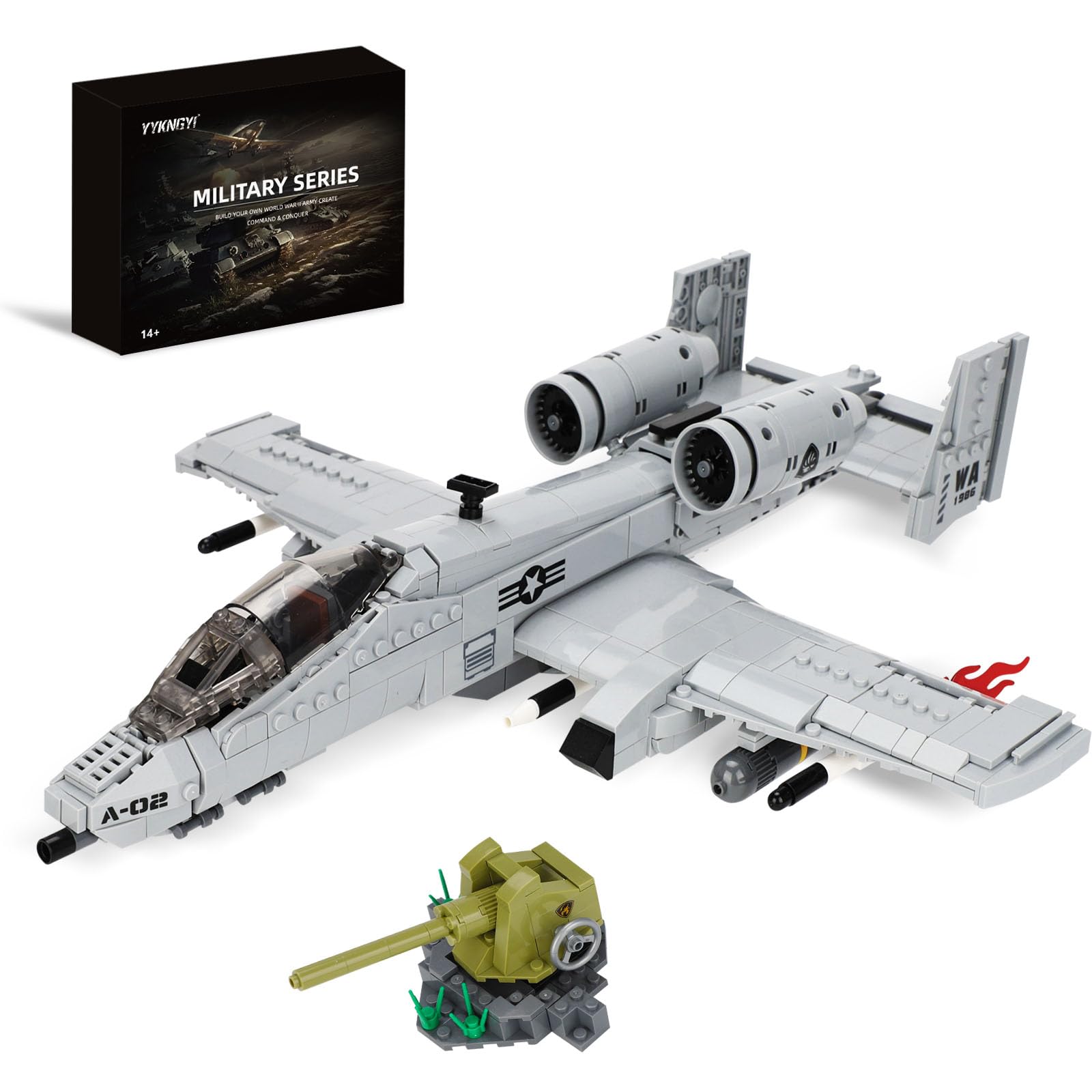A-10 Attack Jet Building Kit – Compatible with Lego Military Plane Model, Ground Support…