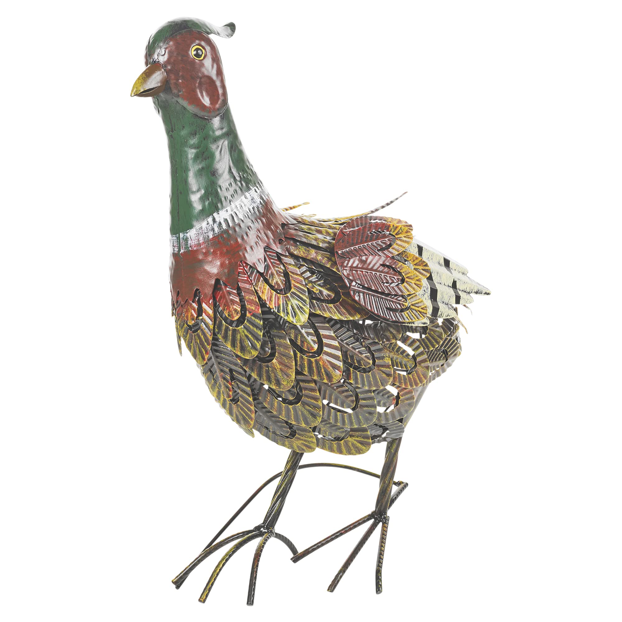 Urbnliving Multicolor Metal Birds Toucan Pelican Pheasant Hedgehogs Animals Garden Ornaments Figurines Statues (Pheasant)
