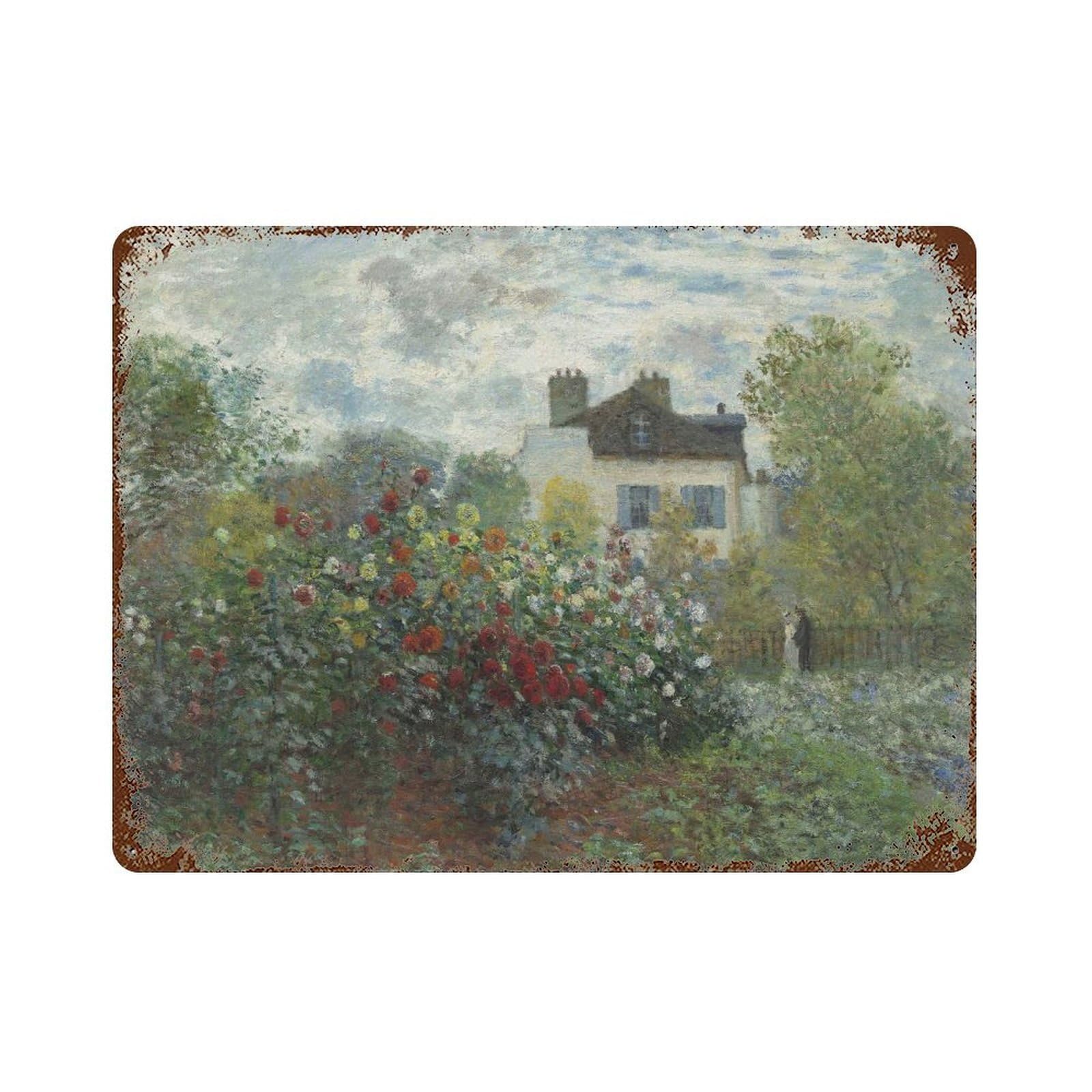 xiaoxiaoshen Garden Rose Oil Painting, Vintage Cottage， Summer Muted Wall Decor Art Metal Tin Poster Modern Home Decor Art Home Bar Shop Decorations Vintage Sign 30x40cm