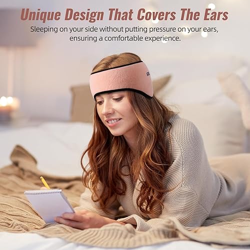 Miniatura 5 de Máscara para dormir, máscara de ojos para dormir con cabezas ajustable, tela de felpa para hombres y mujeres, máscara de oreja 2 en 1 y máscara de