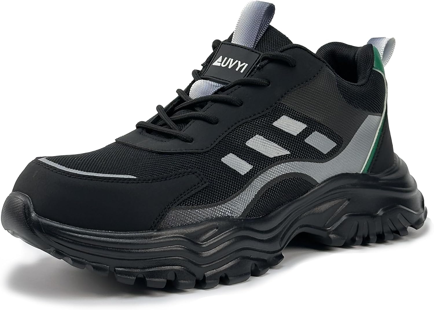 Steel Toe Work Shoes for Men - Non Slip Wide Toe Lightweight Safety Shoes Breathable Slip Resistant Construction Industrial Work Safety Sneakers