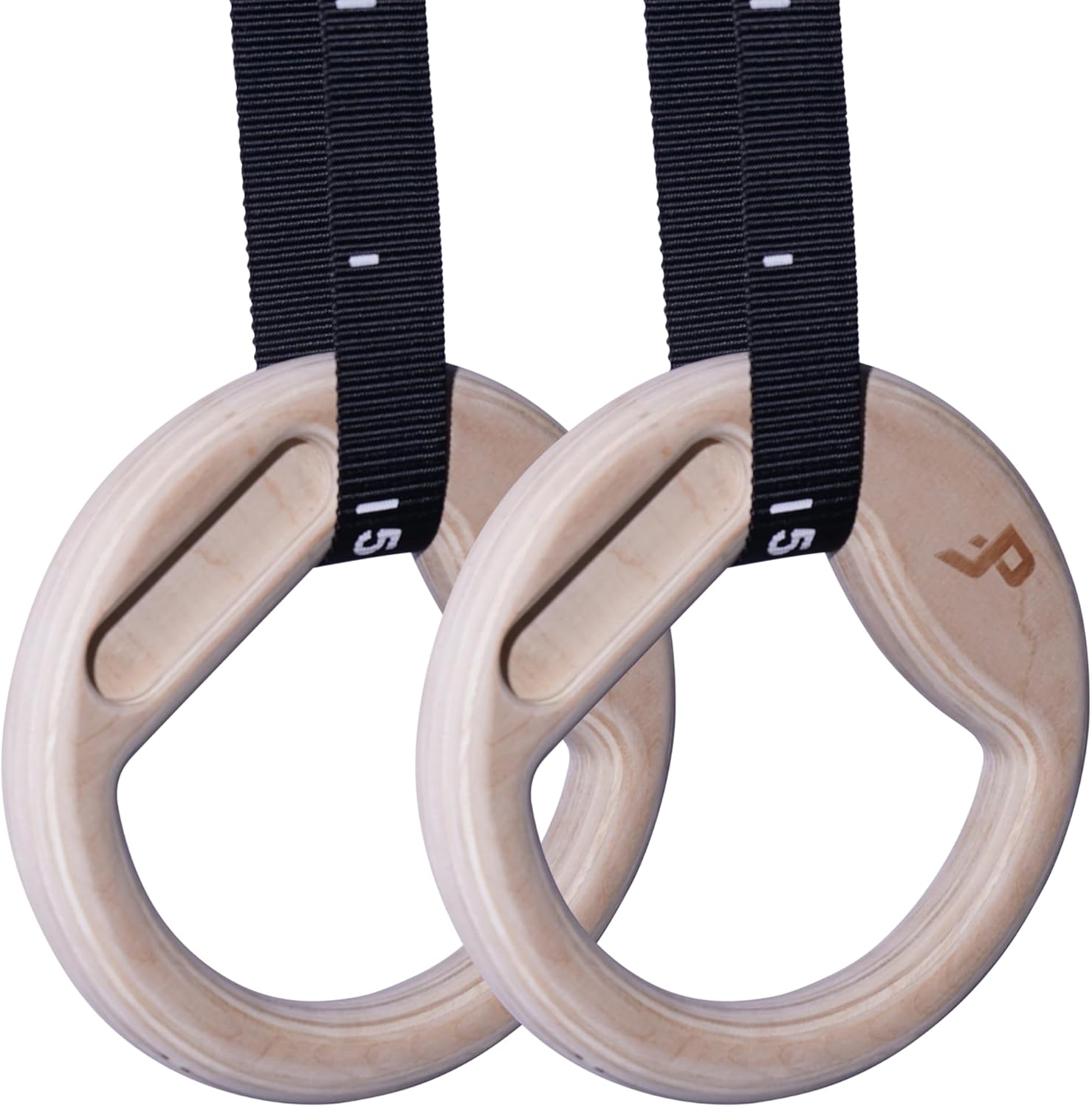 Wooden Gymnastic Rings with Built-in Hangboard – 32mm Birch Rings with 6 Grip Options & Numbered 38mm Straps – Calisthenics, Climbing, Bodyweight Training