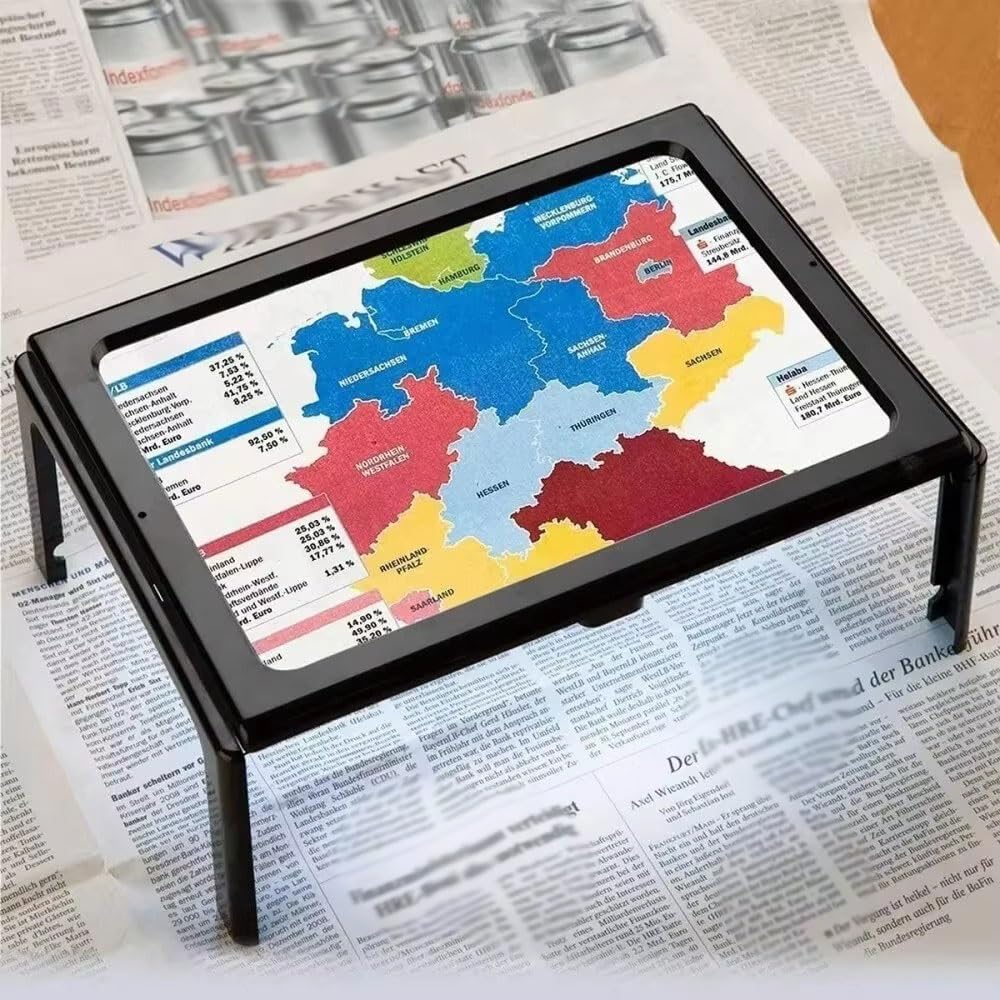Lente d'ingrandimento da lettura A4 3X grande pieghevole da tavolo con luci a LED