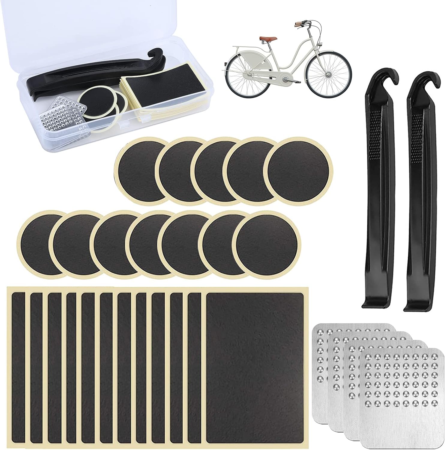 30Piece Bike Puncture Repair Kit, SelfAdhesive Bicycle Tire Glueless