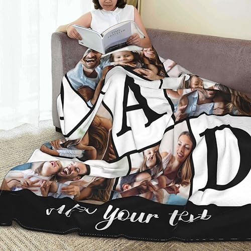 Miniatura 2 de ONCUSTOM Manta personalizada con fotos, texto, manta personalizada con fotos para adultos, niños, parejas, para el día del padre, cumpleaños,