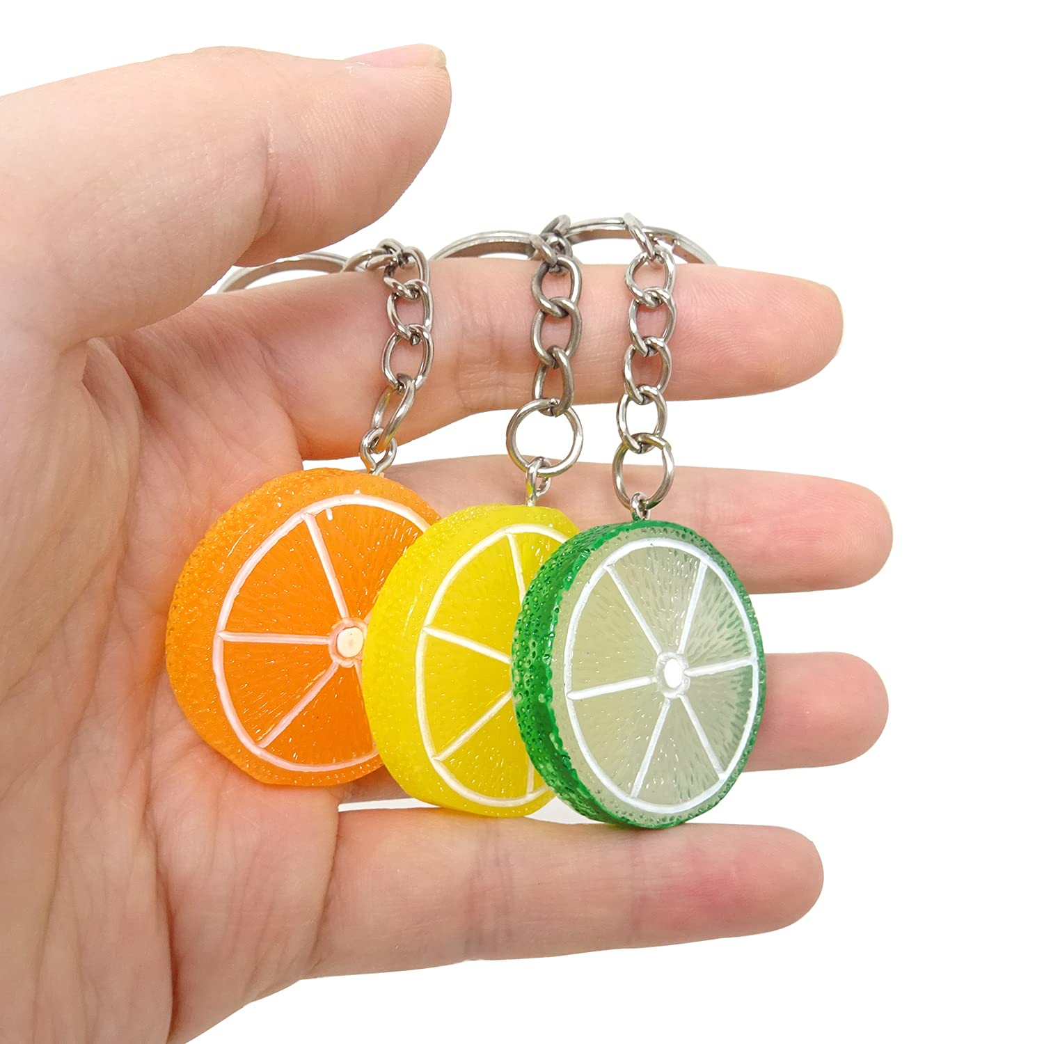 Honbay 12PCS Artificial Lemon Slice Keychain Plastic Fake Limes