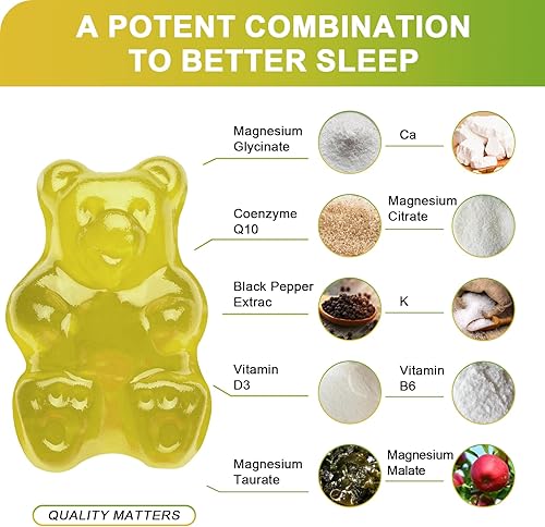 Miniatura 2 de GREENPEOPLE Glicinato de magnesio 500 mg gomitas con citrato 1000 mg, taurato 500 mg y Matale 200 mg  Suplemento de magnesio y potasio para un