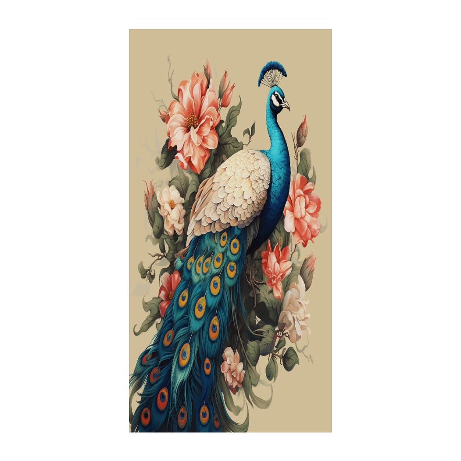 Fekiloot Style Peacock And Flowers Door Curtain Room Divider Curtains
