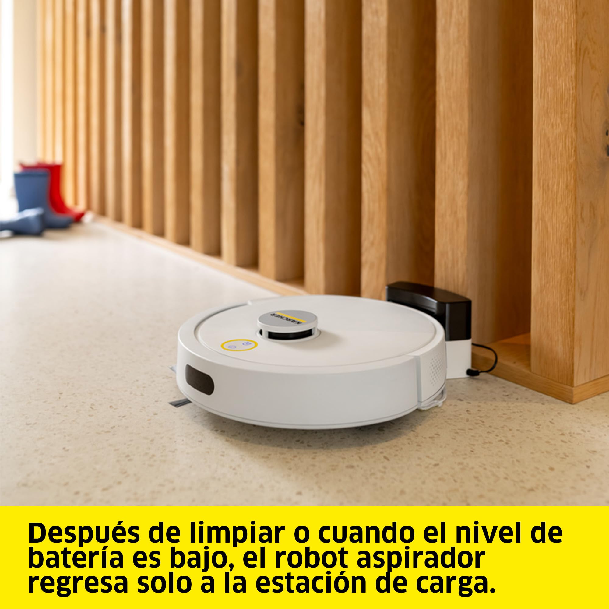 Kärcher Robot Aspirador y mopa húmeda RVC 3, 15000 Pa, hasta 130 min de Tiempo de ejecución, Control de Aplicaciones, mapas, navegación láser, sensores de protección contra caídas, Carga automática
