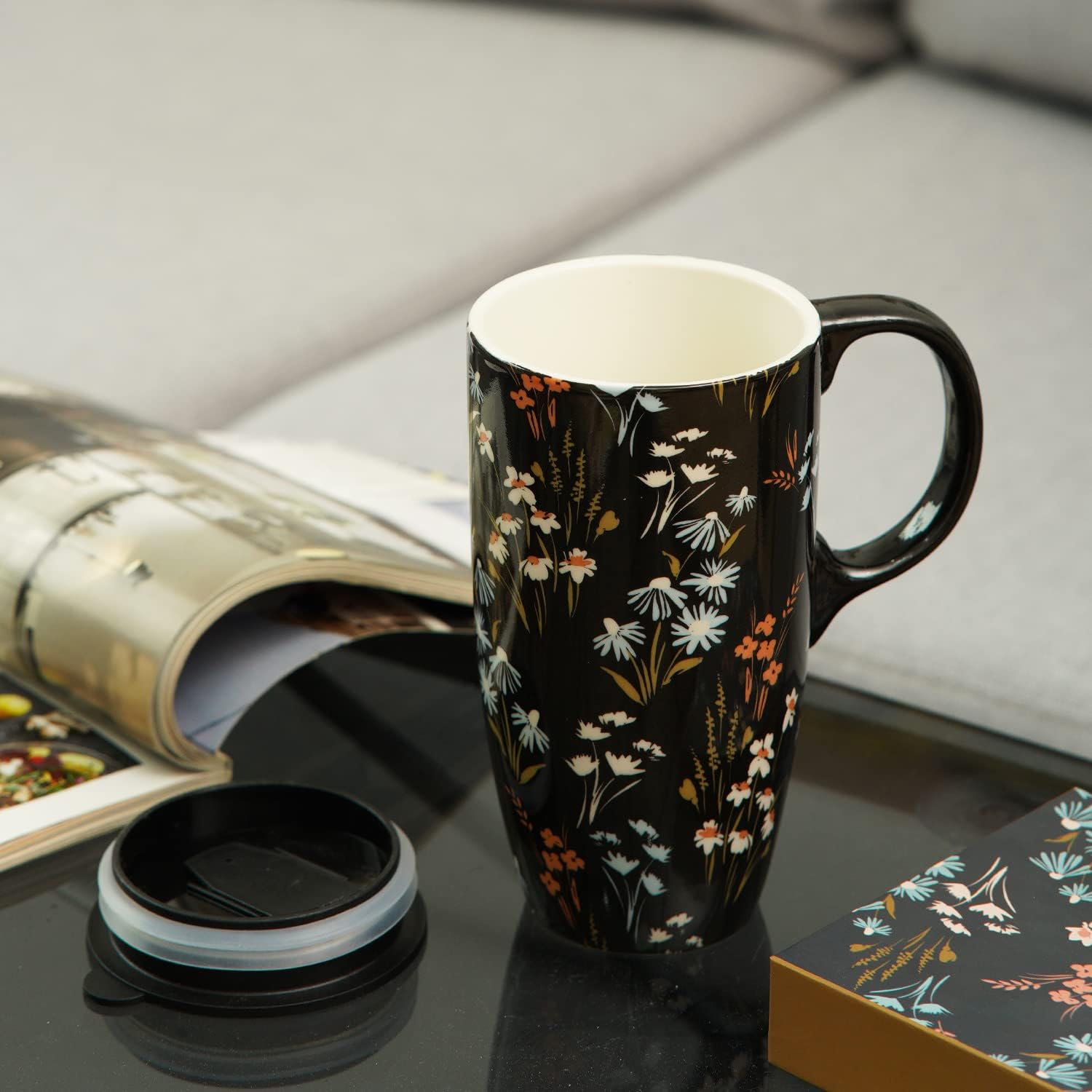 Topadorn 17oz Ceramic Coffee Mug with Sealed Lid Cup, Premium Color Box Included, Perfect for Coffee and Tea - Image 4