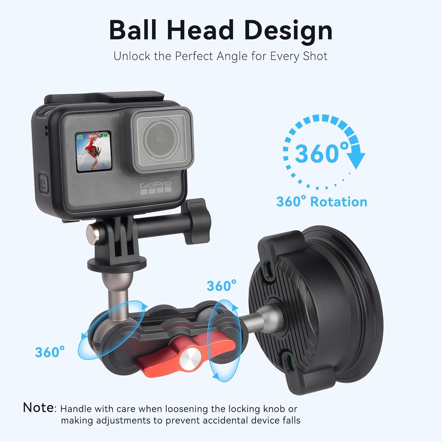 Suction Cup Camera Mount Kit with Tripod Mount Adapter, Mini Tripod with 360°Phone Holder & Dual Cold Shoes for Go Pro Hero, DJl OSMO Action,Insta360 X4/X3/DSLR/Smartphone -SJ020