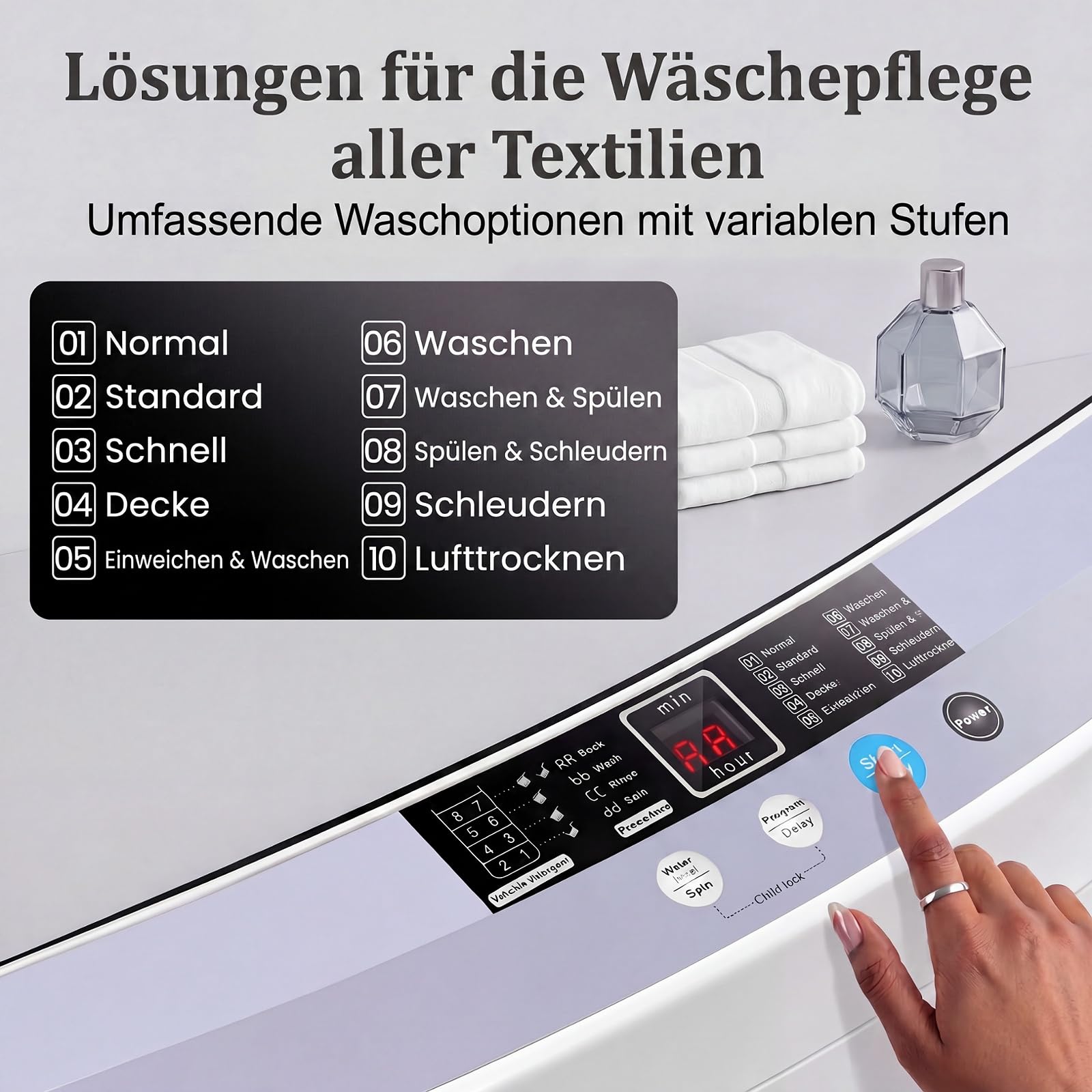 GYMAX Vollautomatische Waschmaschine 4,5 kg, Toplader Waschvollautomat mit Pumpe, Schleuder & 10 Programmen, mini Waschmaschine Vollautomat für Wohnung, Apartment & Wohnmobile