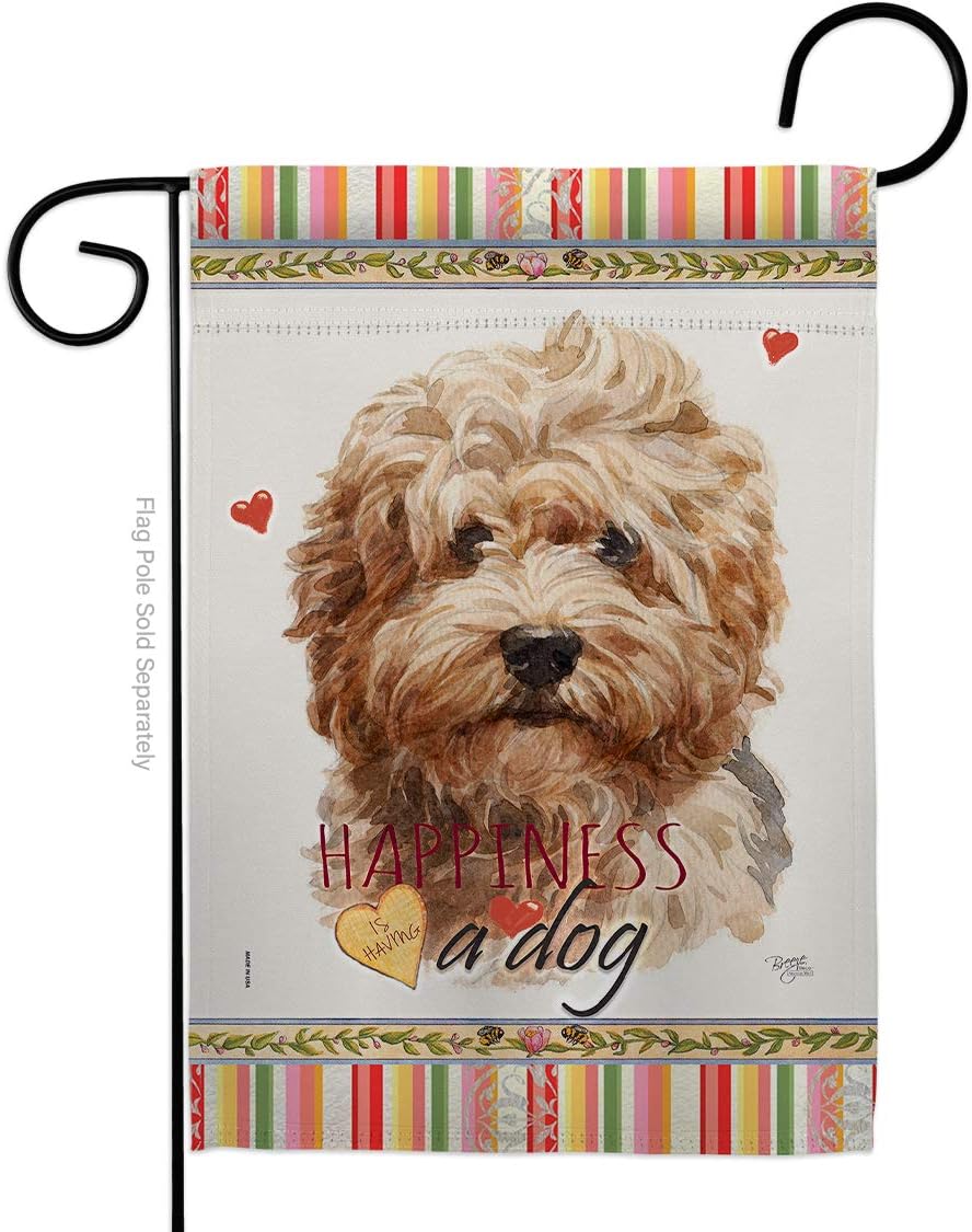 Shaggy Havanese Happiness Burlap Garden Flag Set Wall Holder Animals Puppy Spoiled Paw Canine Fur Pet Nature Farm Animal Creature Small Gift Yard House Banner Double-Sided Made In USA 13 X 18.5