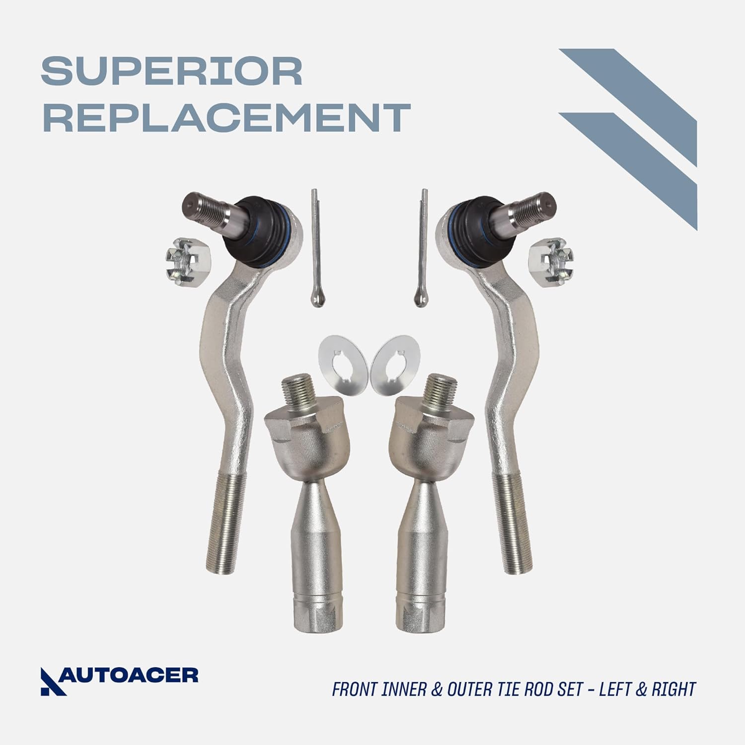 Complete Front Suspension Kit 12 Pcs - Upper, Lower Control Arms with Pre-Fitted Bushes, Ball Joints, Inner + Outer Tie Rods (Left & Right) for Tacoma 4WD 1995-2004, Pre-Runner 2WD 1995-2004