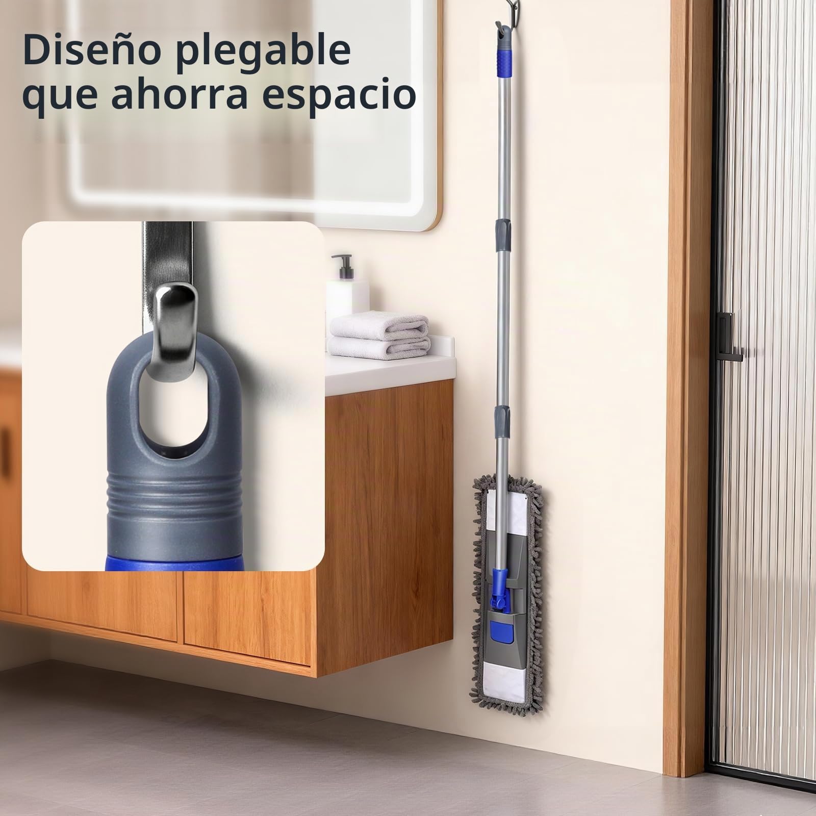 MASTERTOP Trapeador Profesional de Microfibra para Limpieza de Suelos, mopa húmeda y Seca con 4 Almohadillas Lavables reemplazables, Mango Extensible, mopa mágica para Madera Dura, Azulejos, Laminado | Mango ajustable de acero inoxidable con 2 almohadilla