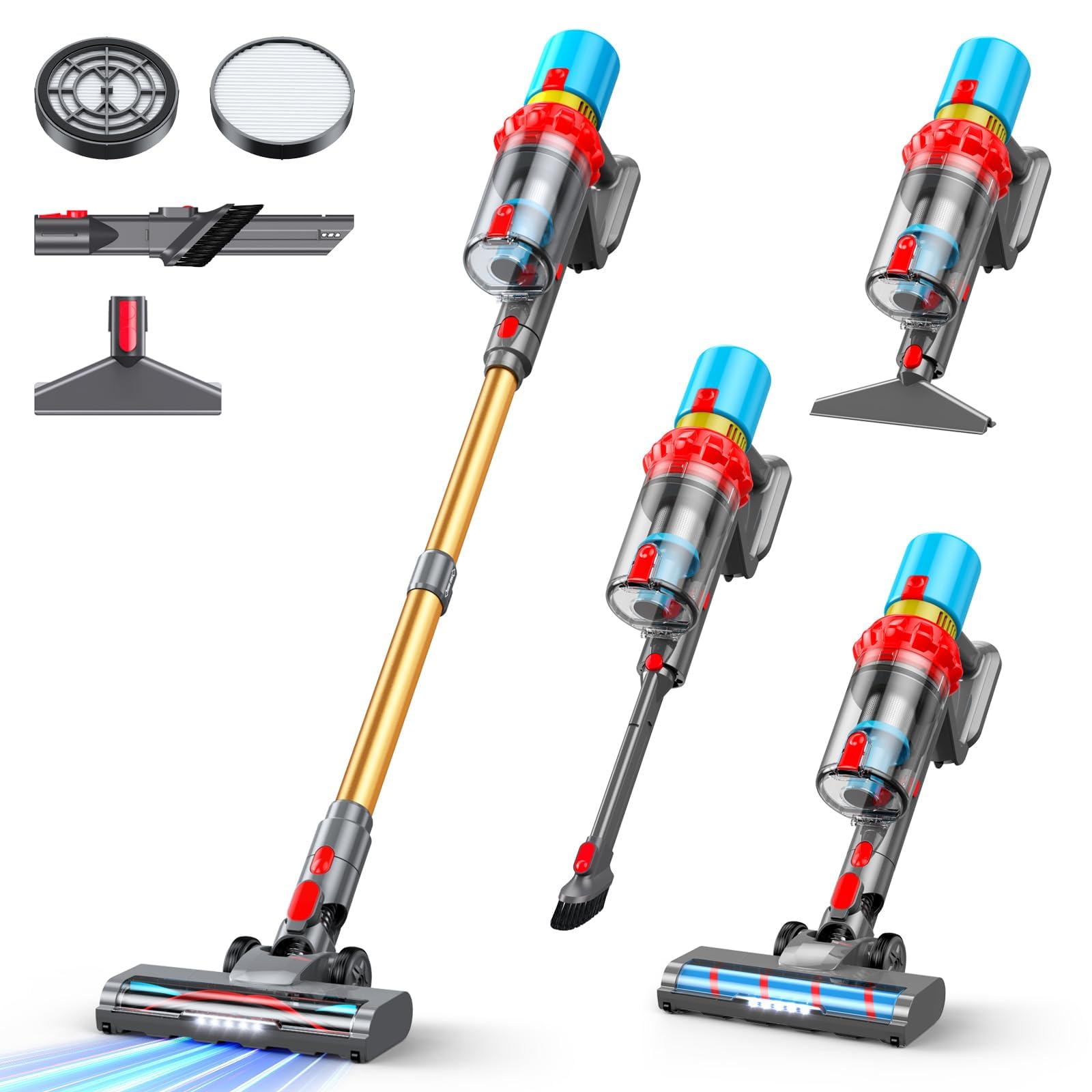 Cordless Vacuum Cleaner 550W 70Mins Powerful Suction Stick Vacuum Anti-Tangle Lightweight Vacuum Cleaner for Home Rechargeable Vacuum Cordless
