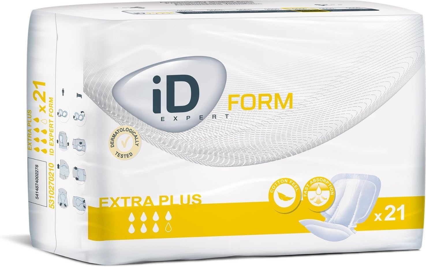 Euron ID Form Extra Shaped Incontinence Pads(Anti Leak Cuffs)-(21) Formerly Euron Flex Extra Plus