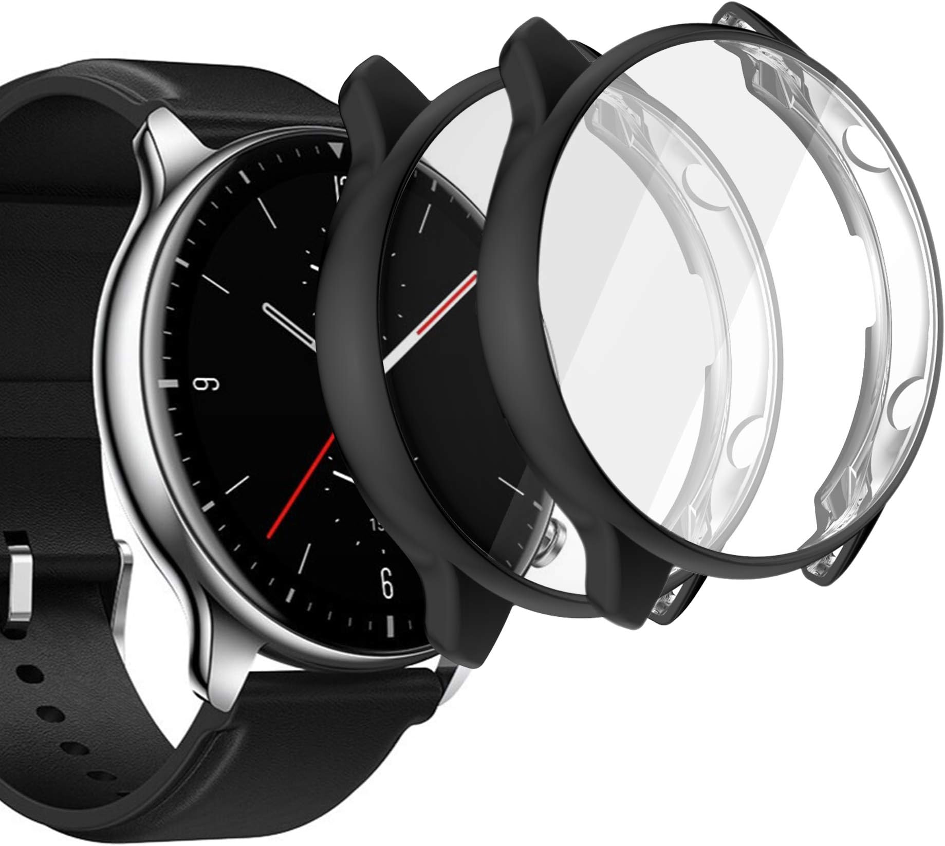 sciuU Protective Case compatible with Amazfit GTR 2 / GTR 2e, [2 Pack] All-around Flexible TPU Case with Screen Protector, Soft Frame Shock Resistant Cover fit Amazfit GTR2 / GTR2E - Black