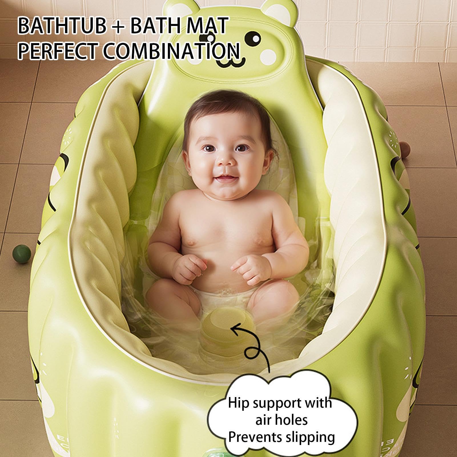 Vasca Da Bagno Gonfiabile Per Bambini | Vasca Da Bagno Gonfiabile Per Con Pompa D'Aria E Giocattolo,Bacinella Antiscivolo Pieghevole Per Interno Esterno Casa Hotel Vacanza E Viaggio