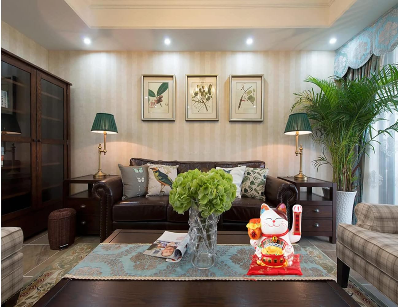 10" White Ceramic Maneki Neko Lucky, Cat with Waving Arm,for Shops, Restaurants, Living Room -Shop Decorations Business Gift Present - Image 5