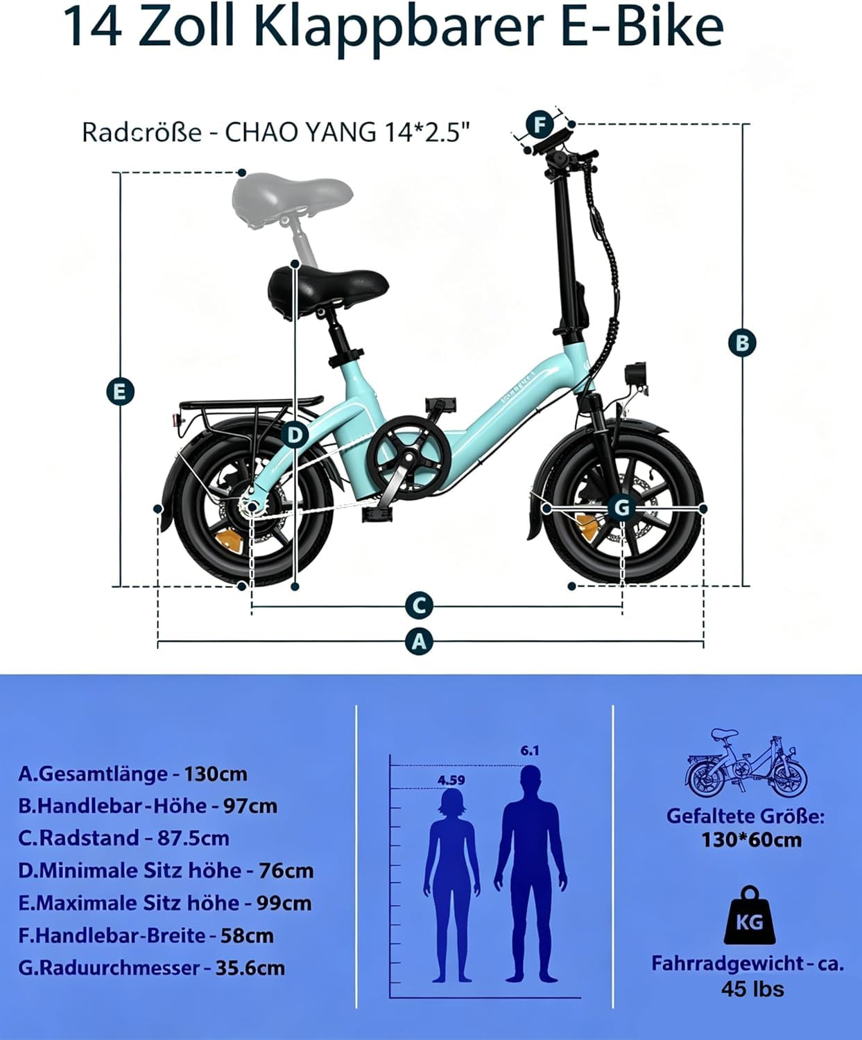 Bodywel T16PRO Bicicleta Eléctrica Plegable, 14" Mini E-Bike, 4.5 Pulgadas Pantalla LED, Batería 36V/10Ah, Frenos de Doble Disco y Suspensión Delantera