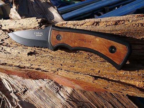 Miniatura 6 de Camillus Mountaineer Carbonitride - Cuchillo de hoja fija de titanio con mango de madera de Burlwood, hoja de 4 pulgadas
