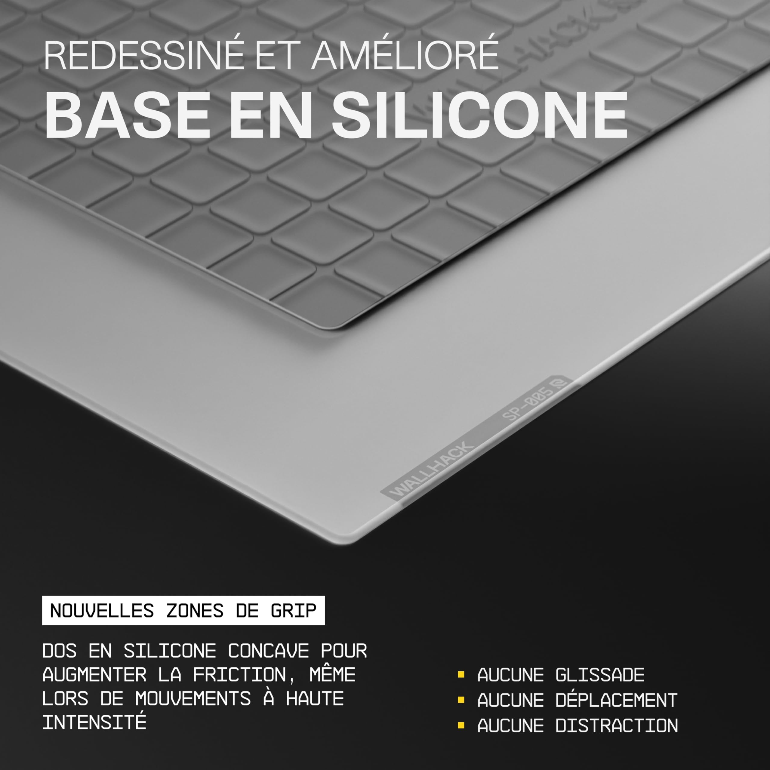 Wallhack SP-005 Tapis de Souris Gaming en Verre – Speed Surface, Grand Format pour Esports, Glide Fluide à Faible Friction, Verre trempé, Profil Ergonomique Fin, Durable et Portable avec étui | Blanc