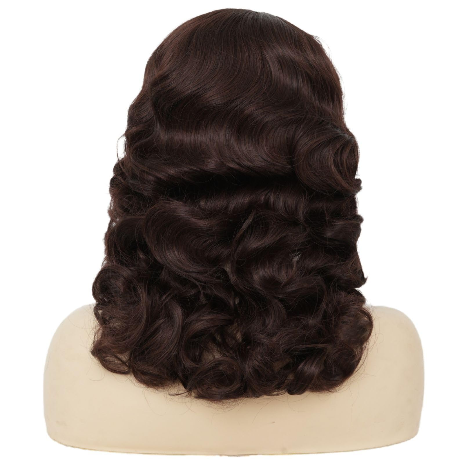 Salaibs Brown Finger Wave Wig 1920s Curly Long Vintage Wigs for Women Lady Synthetic Heat Resistant Full 30s Cosplay Costume Party Wig - Image 4