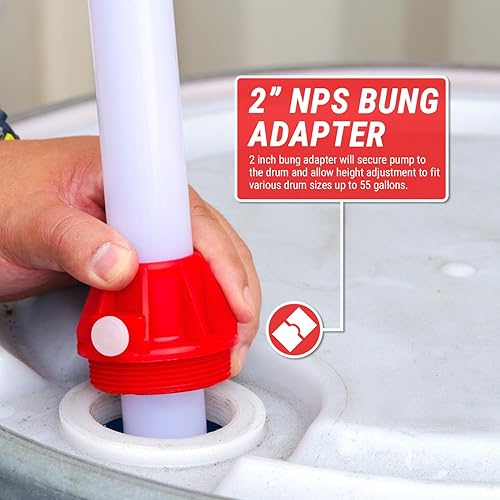 Miniatura 6 de TERAPUMP Bomba de barril de tambor para ácidos suaves, DEF, productos químicos y biodiésel, bomba manual de acción de elevación (14 onzas  carrera)