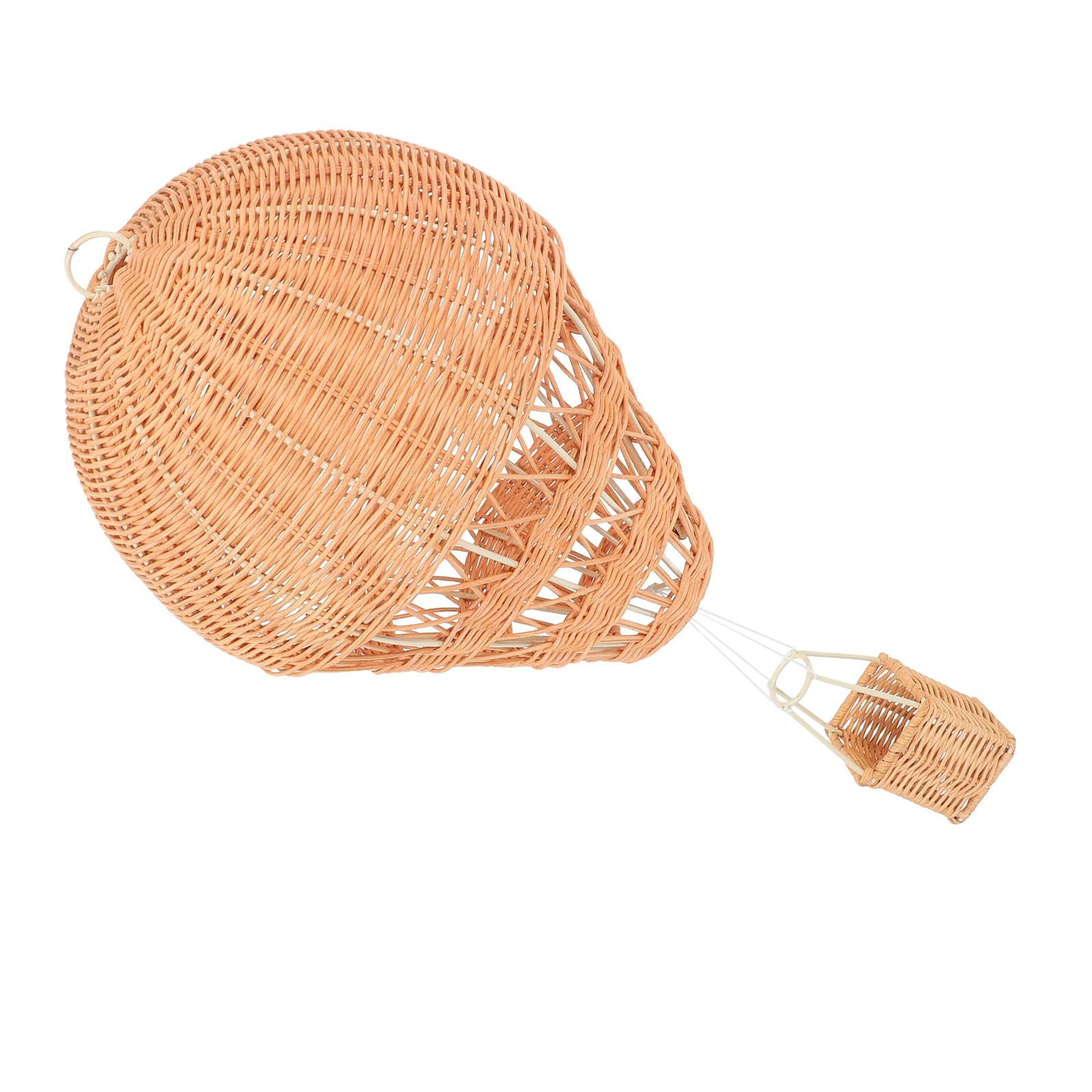 Montgolfière en rotin tressé beige artisanale de prestige avec veilleuse douce pour chambre