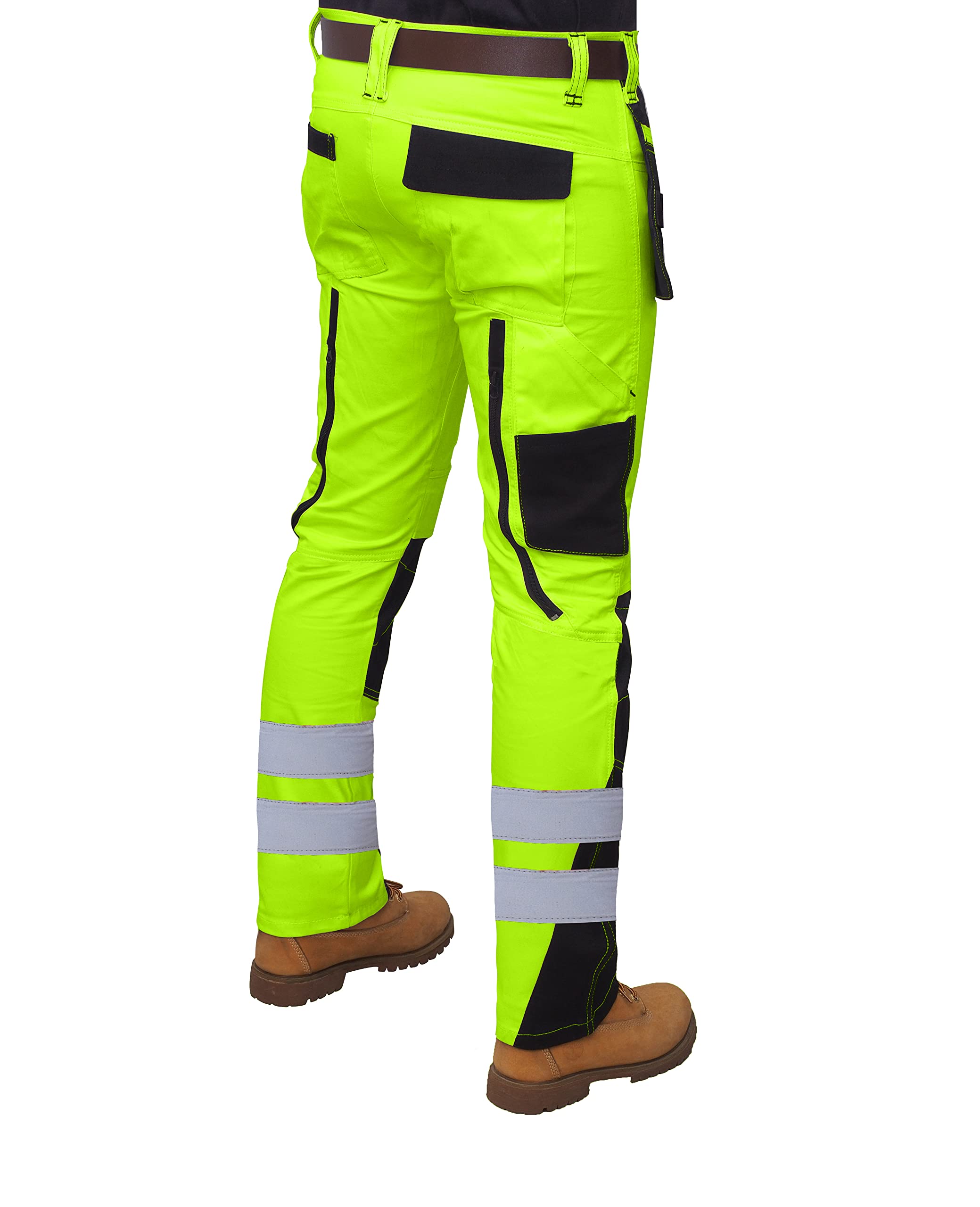 Pantaloni Hi Vis da uomo ad alta visibilità Cargo Workwear Soft Heavy Duty Multi Pocket Easy Care Pantaloni Nastro Riflettente Pantaloni da Lavoro