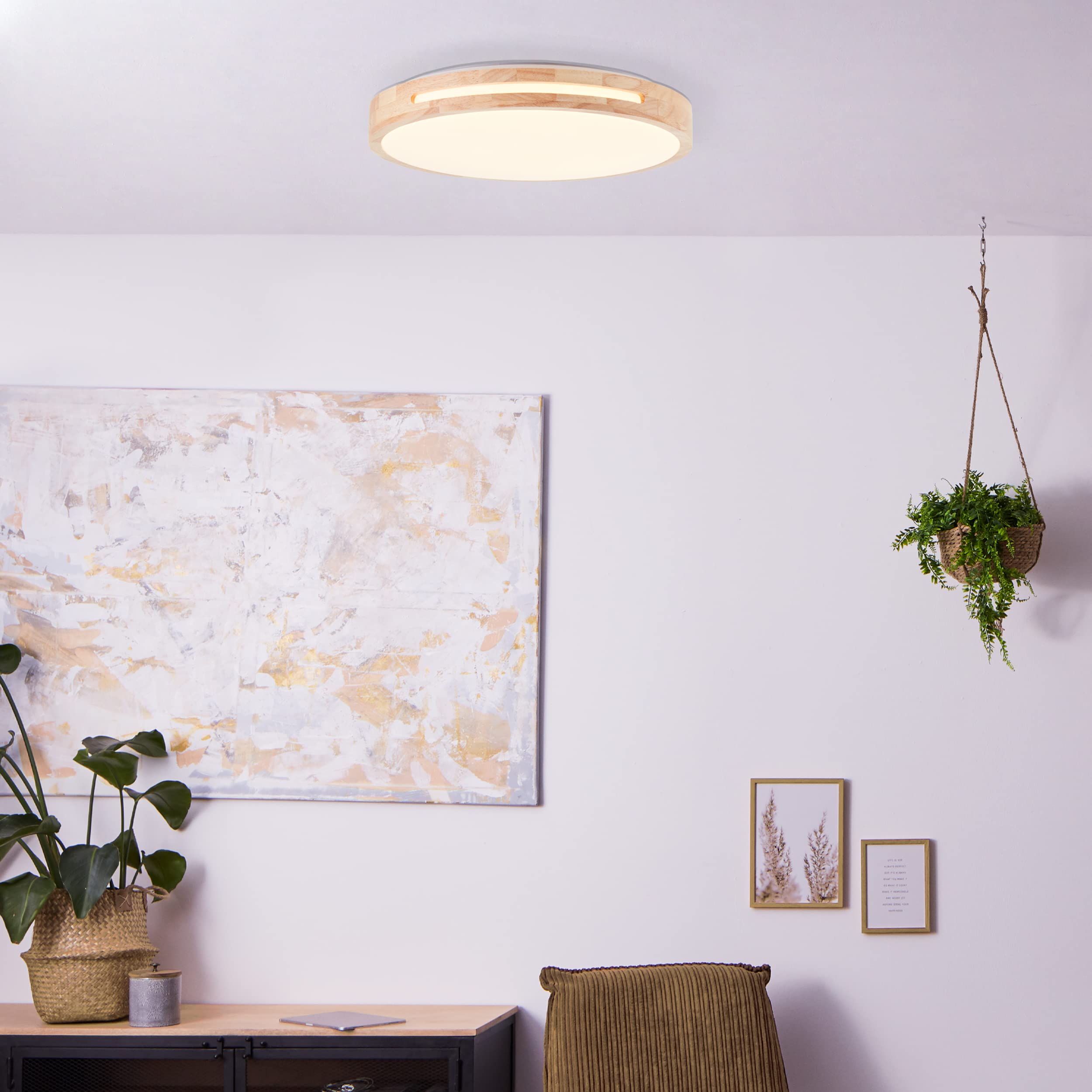 Plafondlamp Nise, 3-lamps, langwerpig, zwart staal, hout Plafondlamp Nise, 3-lamps, langwerpig, zwart staal, hout