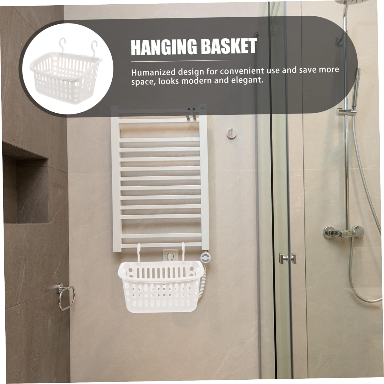 3pcs Hanging Storage Baskets Multi-purpose Wall Baskets for Bathroom Kitchen and Home Organization Plastic Easy to Install White Color