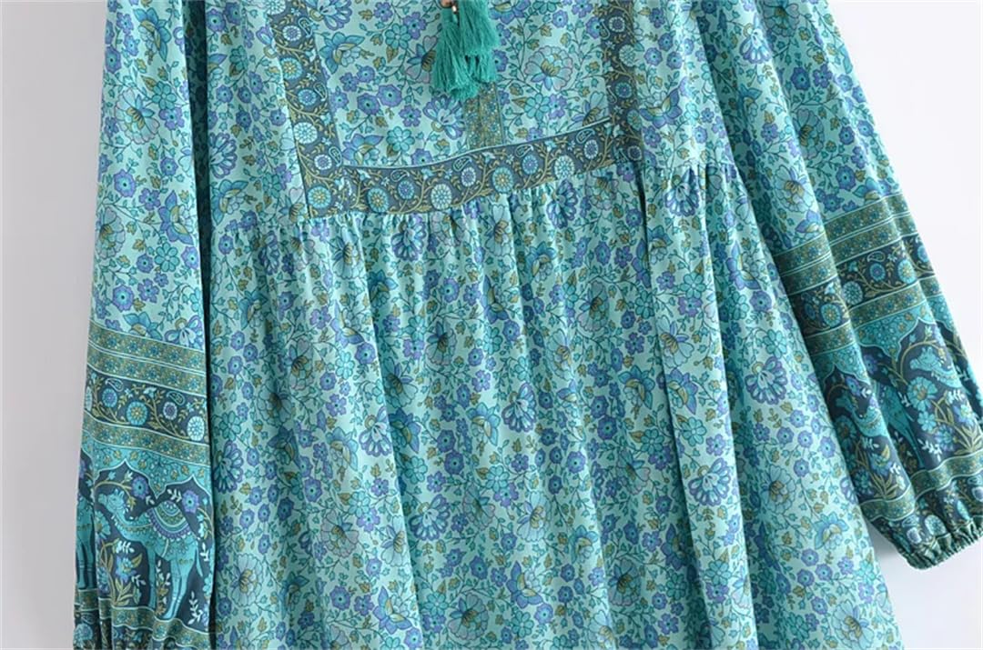 Vestido midi de rayón de verano para mujer, estampado floral, vestido largo bohemio