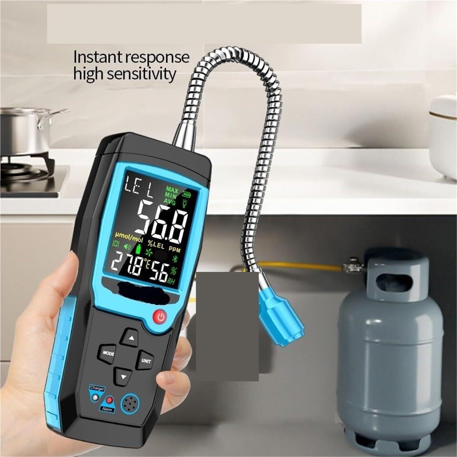 Monitor de co2, Detector De Fugas Gas Combustible, Probador Natural Metano Inflamable, Alarma Luz Sonora para el hogar(FA+)