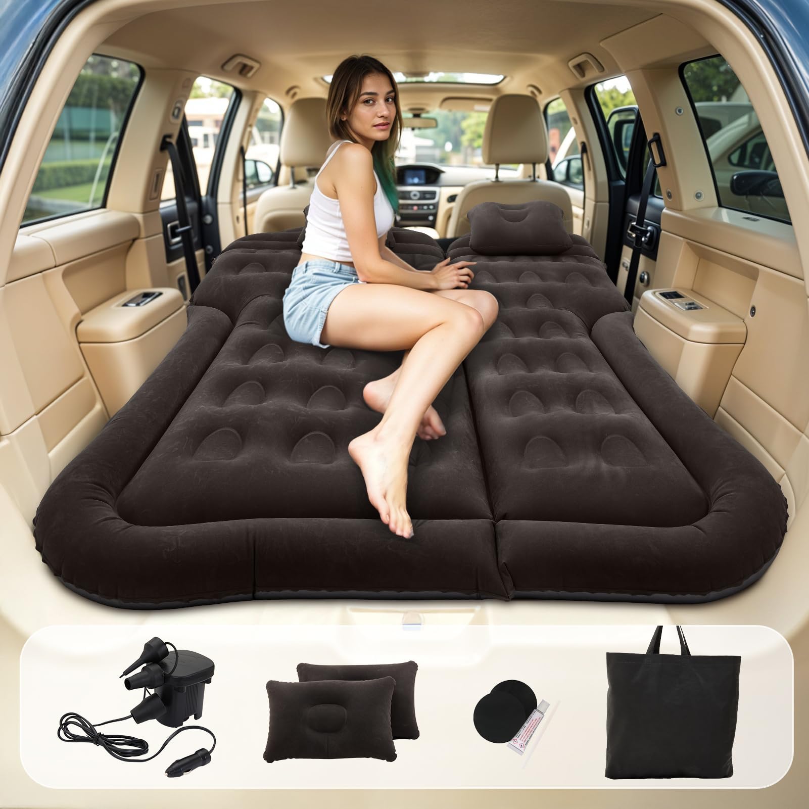 QIZUN Car Air Matresss for Audi S5 Sportback B8.5 2011-2016, Inflatable Car Mattress Portable Car Camping Airbed Portable Sleeping Pad for Travel Camping,Black