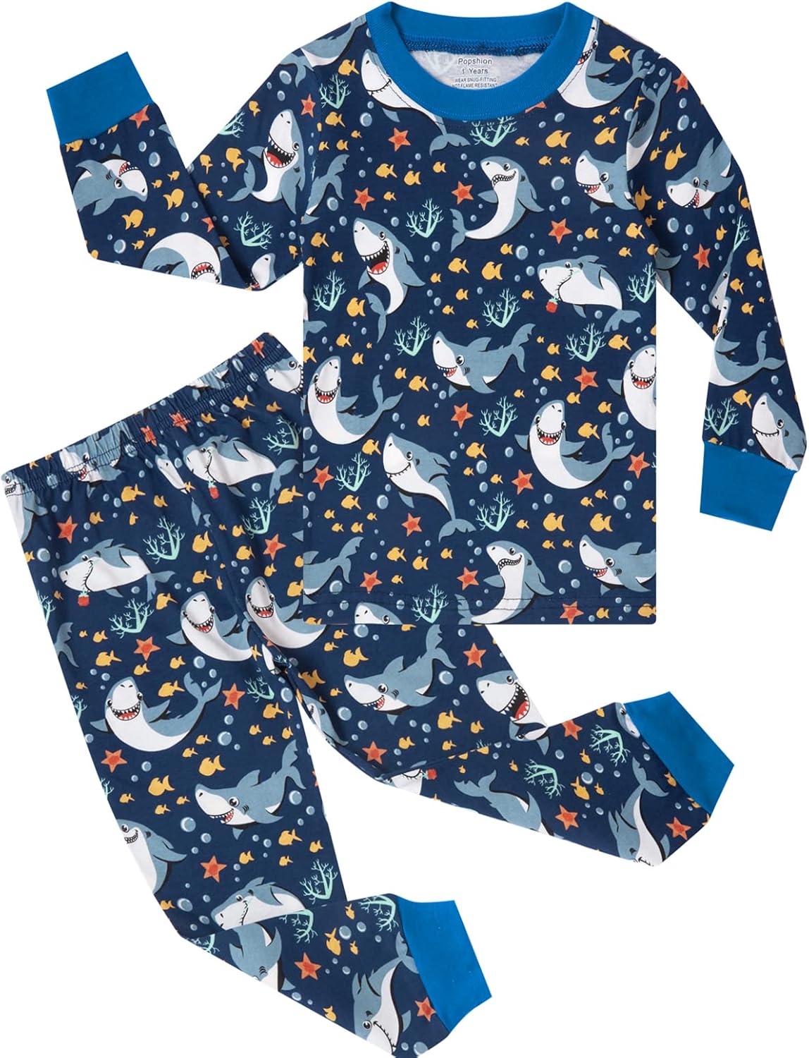 Popshion Boys Pajamas 100% Cotton Truck Pjs Toddler 2 Piece Sleepwear Kids Winter Clothes Set 3t-10t